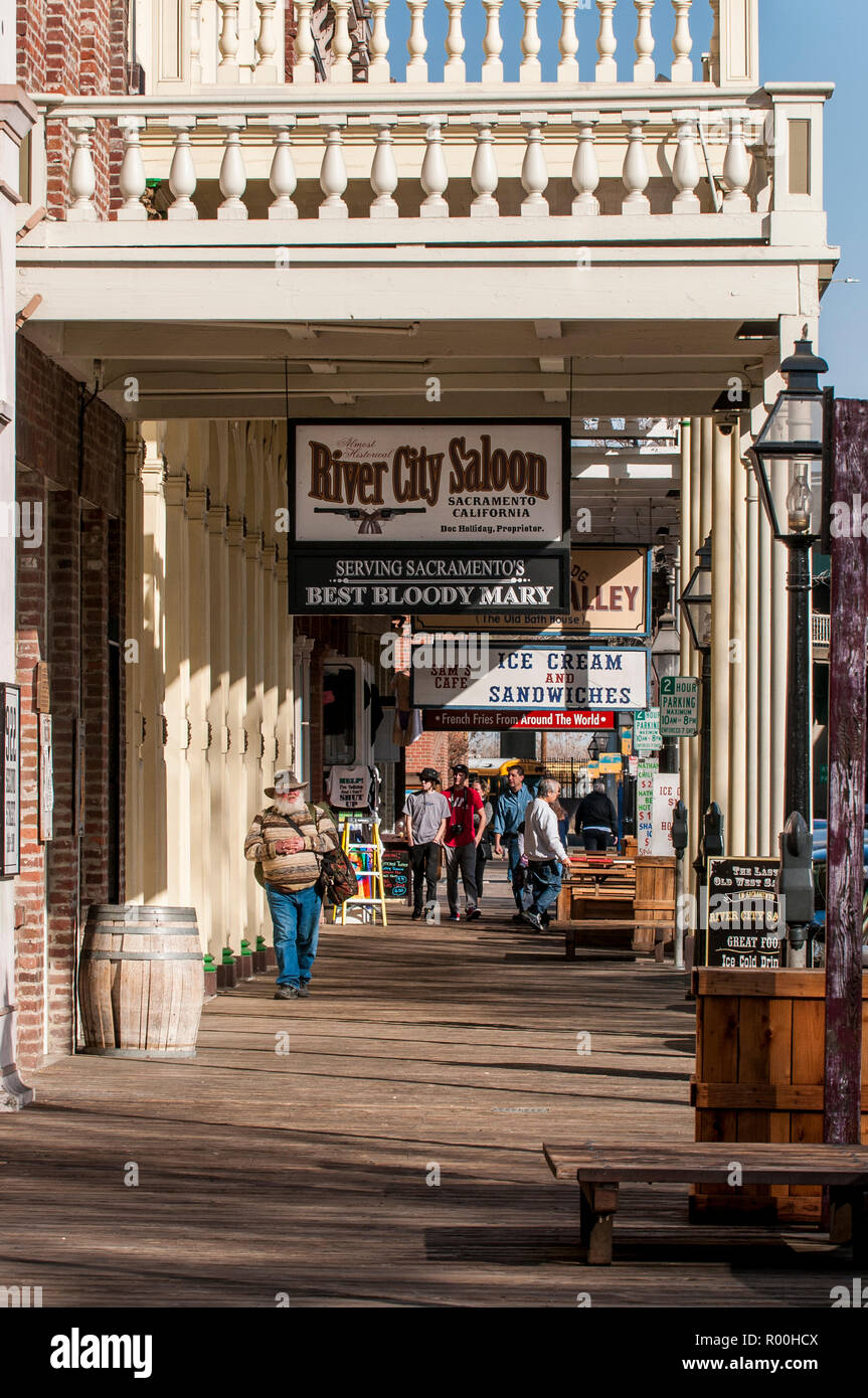 Altstadt von Sacramento State Historic Park, alte historische Zentrum von Sacramento, Sacramento, Kalifornien. Stockfoto