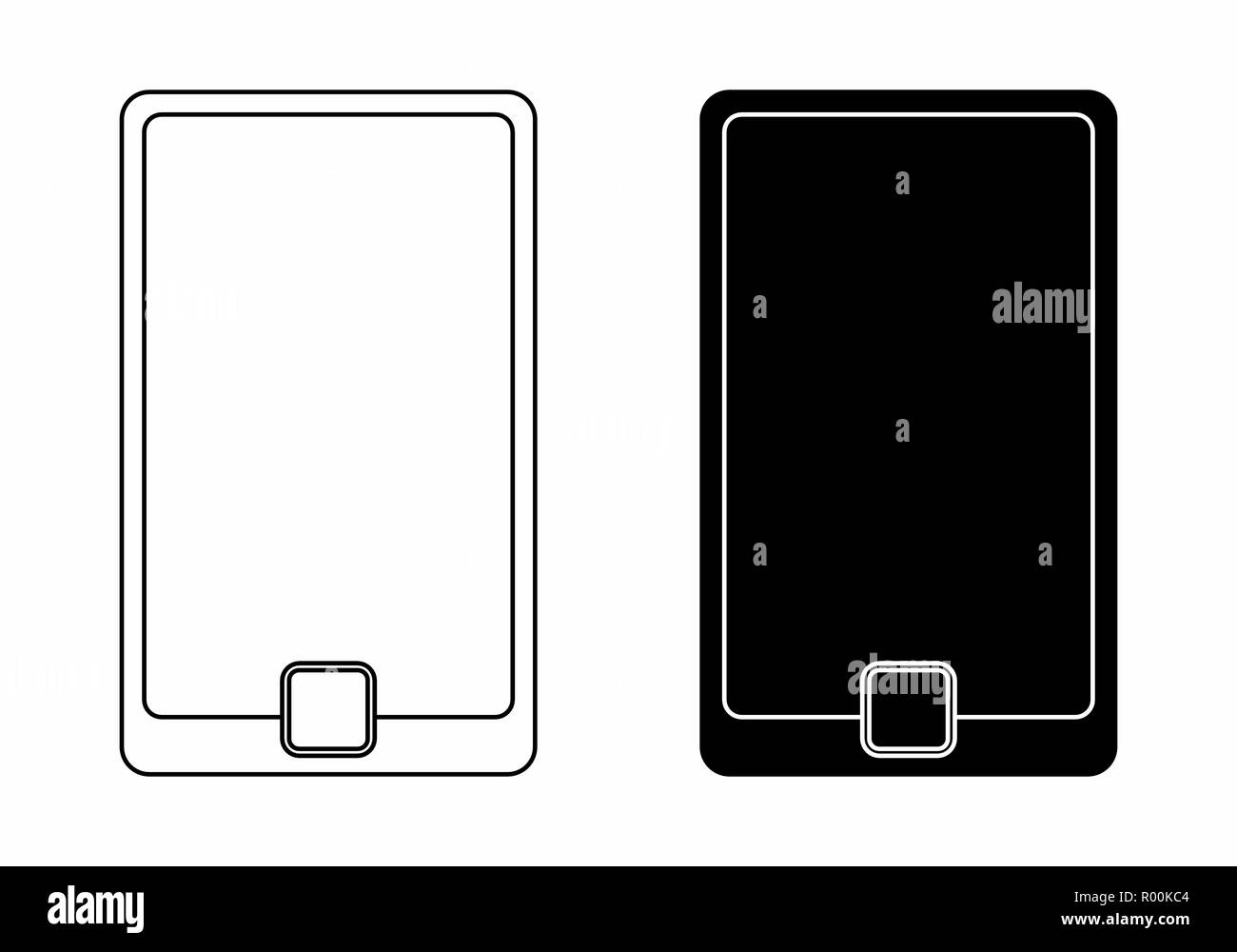 Schwarze und weiße Abbildung des generischen Smartphones Stock Vektor