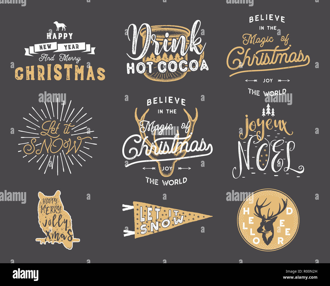 Big Frohe Weihnachten Typografie Anfuhrungszeichen Wunsche Bundeln Sunbursts Farbband Und Weihnachten Noel Elemente Symbole Neues Jahr Schriftzug Spruche Vintage Etiketten Weihnachtsgrusse Kalligraphie Lager Stockfotografie Alamy