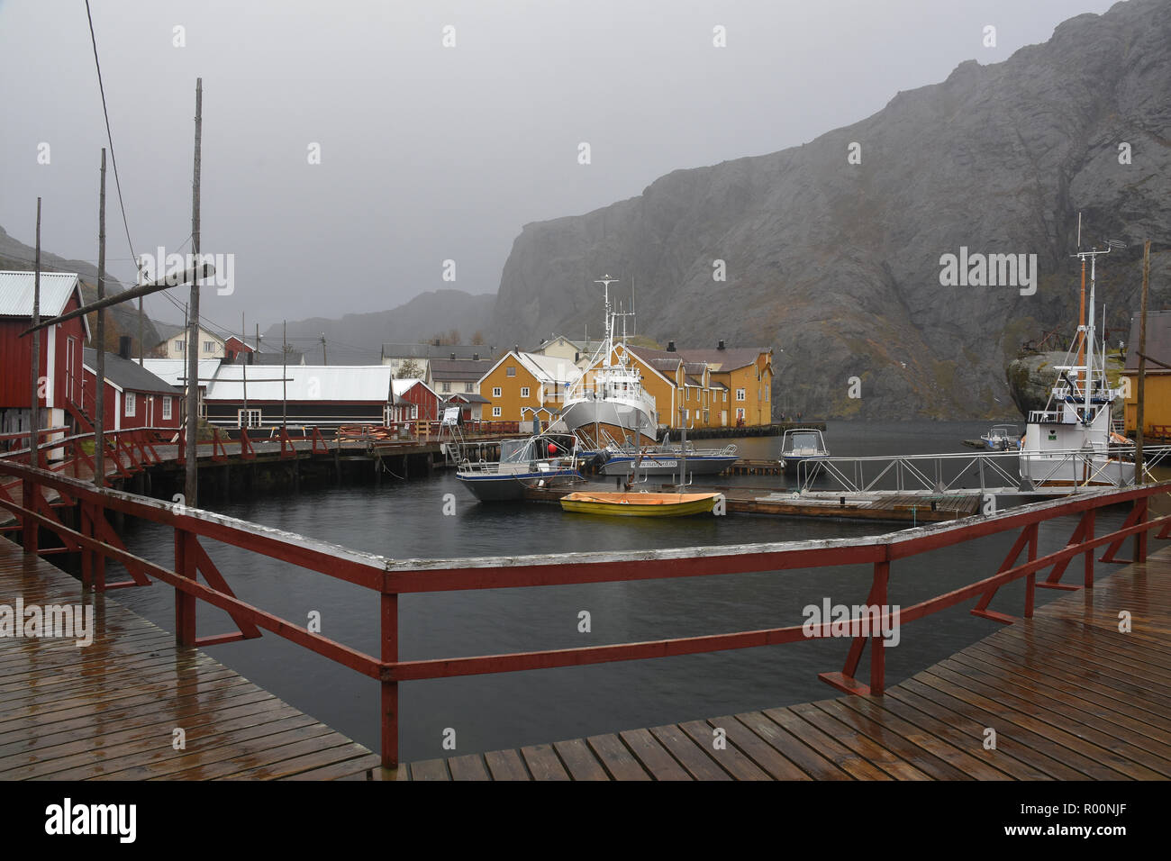 Traditionelle Dorf Nusfjord Lofoten, Norwegen Stockfoto