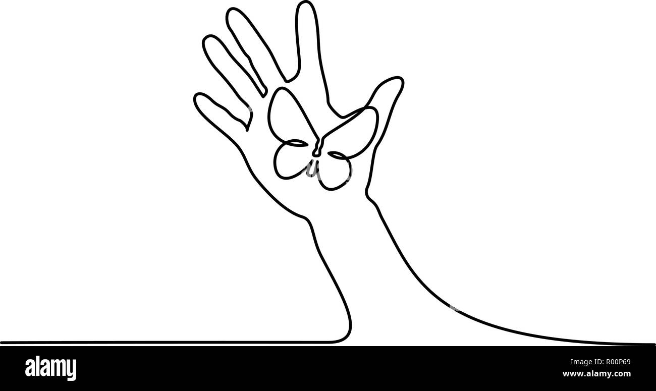 Kontinuierliche eine Linie zeichnen. Abstrakte hand Schmetterling. Vector Illustration Stock Vektor