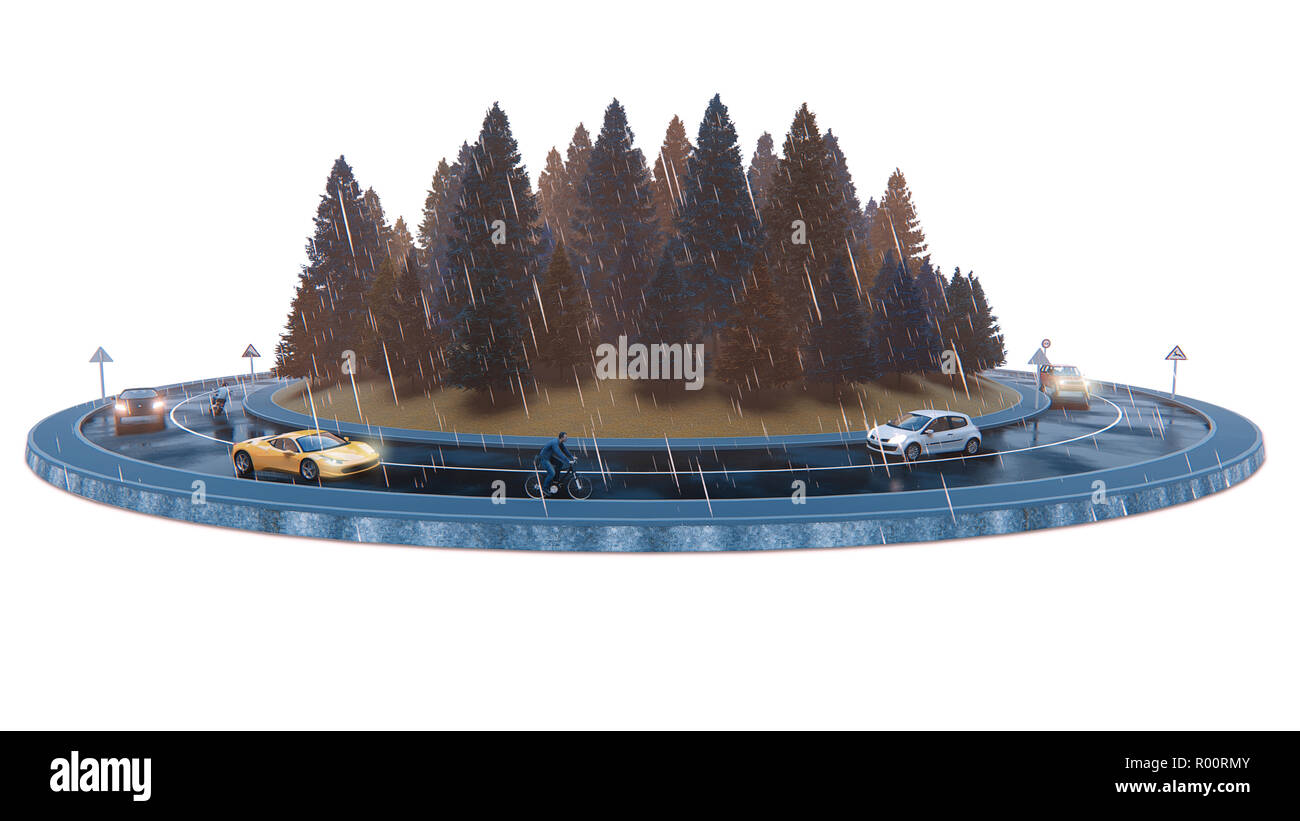 Herbst Verkehr, auf dem weißen Hintergrund isoliert, 3 Abbildung d Stockfoto