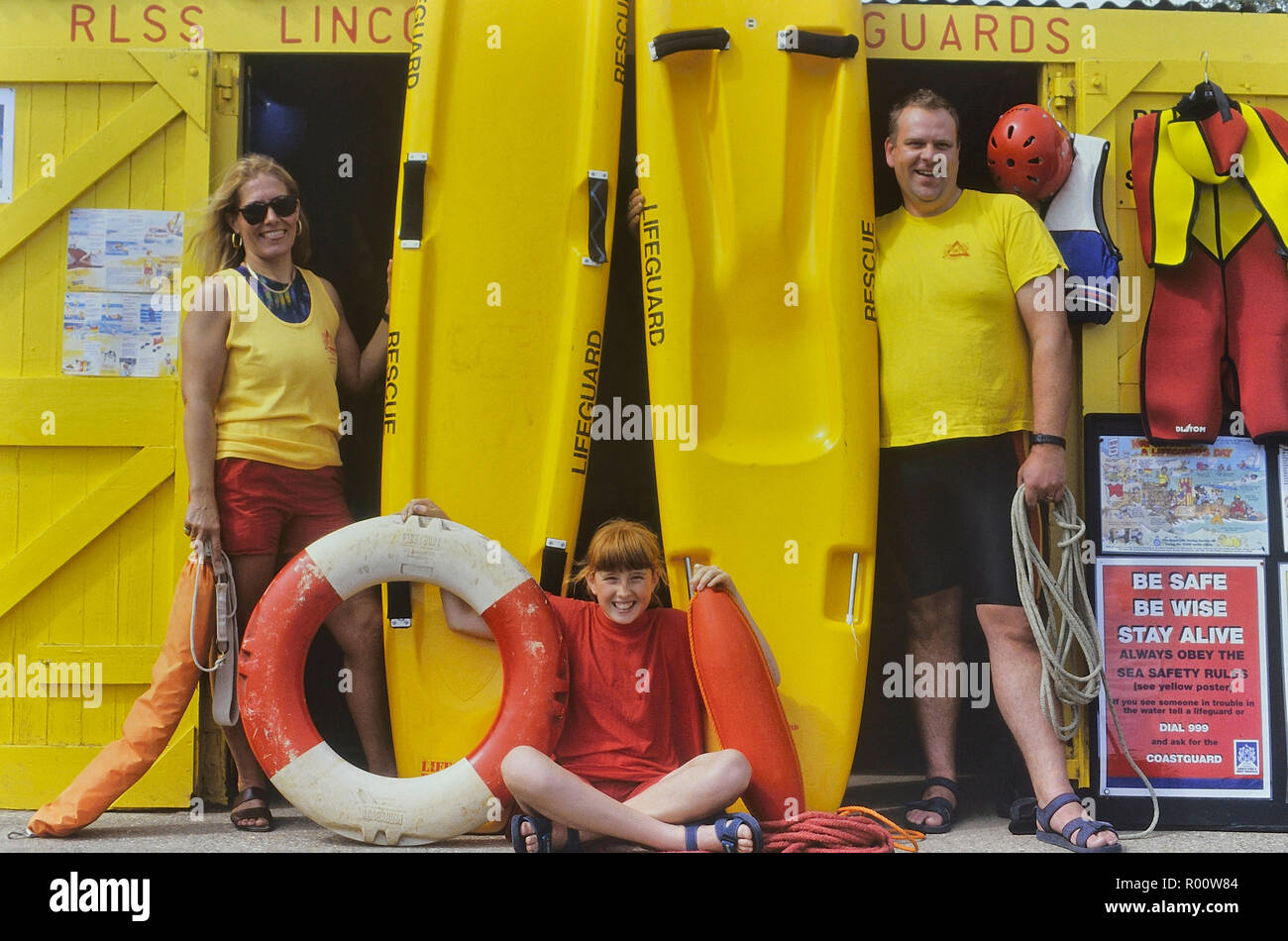 Lifeguard Station, Kapelle St Leonards, Lincolnshire, England, Großbritannien Stockfoto