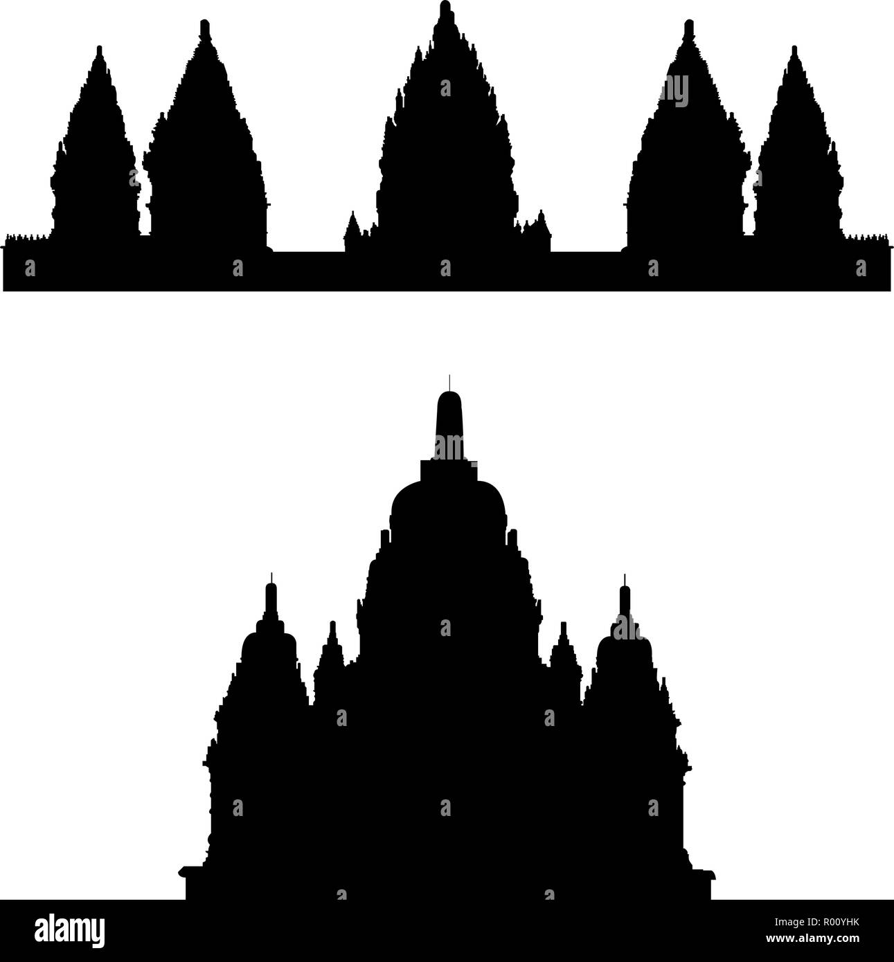 Eine Sammlung von Silhouetten der indonesischen Tempeln Stock Vektor