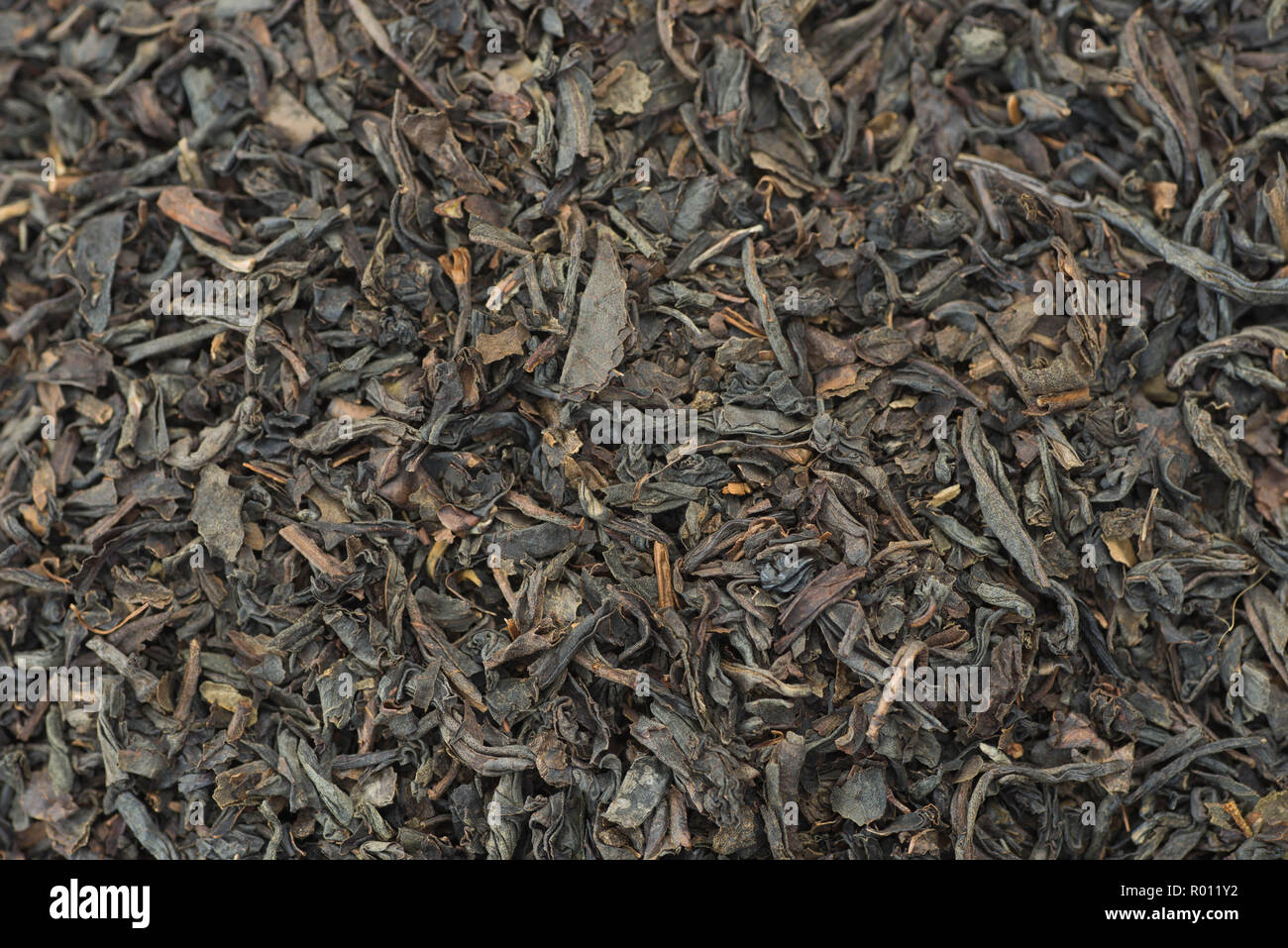 Getrocknet schwarzer Tee Blätter Makro selektiven Fokus Stockfoto