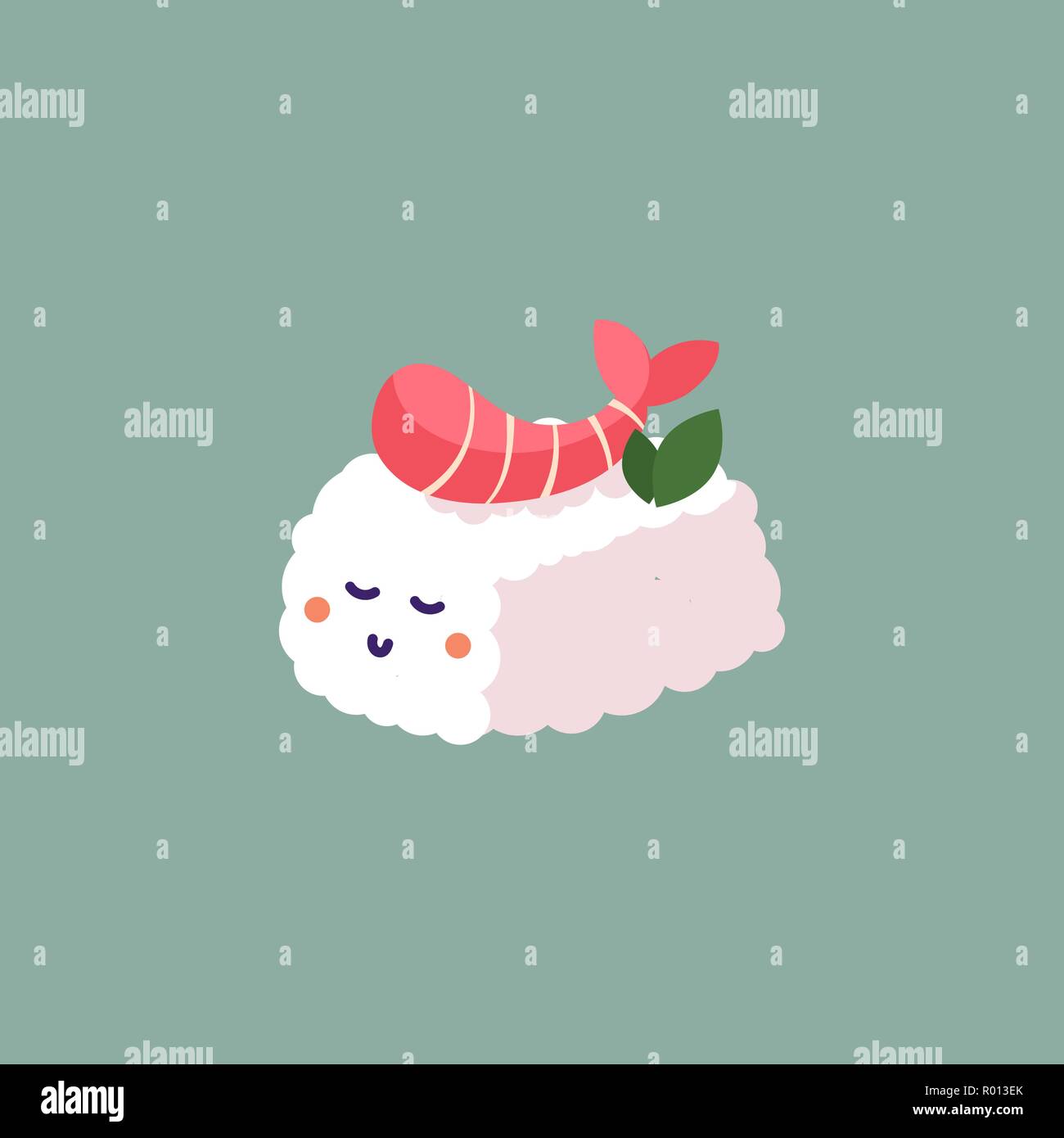 Garnelen nigiri Sushi Japanisch traditionelles Essen Vector Illustration. Stock Vektor