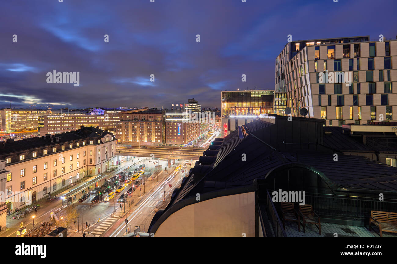 Clouody Dämmerung Blick über Stockholm, Schweden Stockfoto