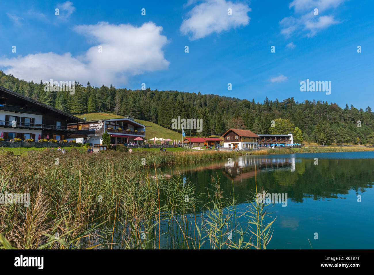 Lautersee oder See Lauter, Mittenwald, Karwendelgebirge, den Alpen, Oberbayern, Bayern, Deutschland Stockfoto