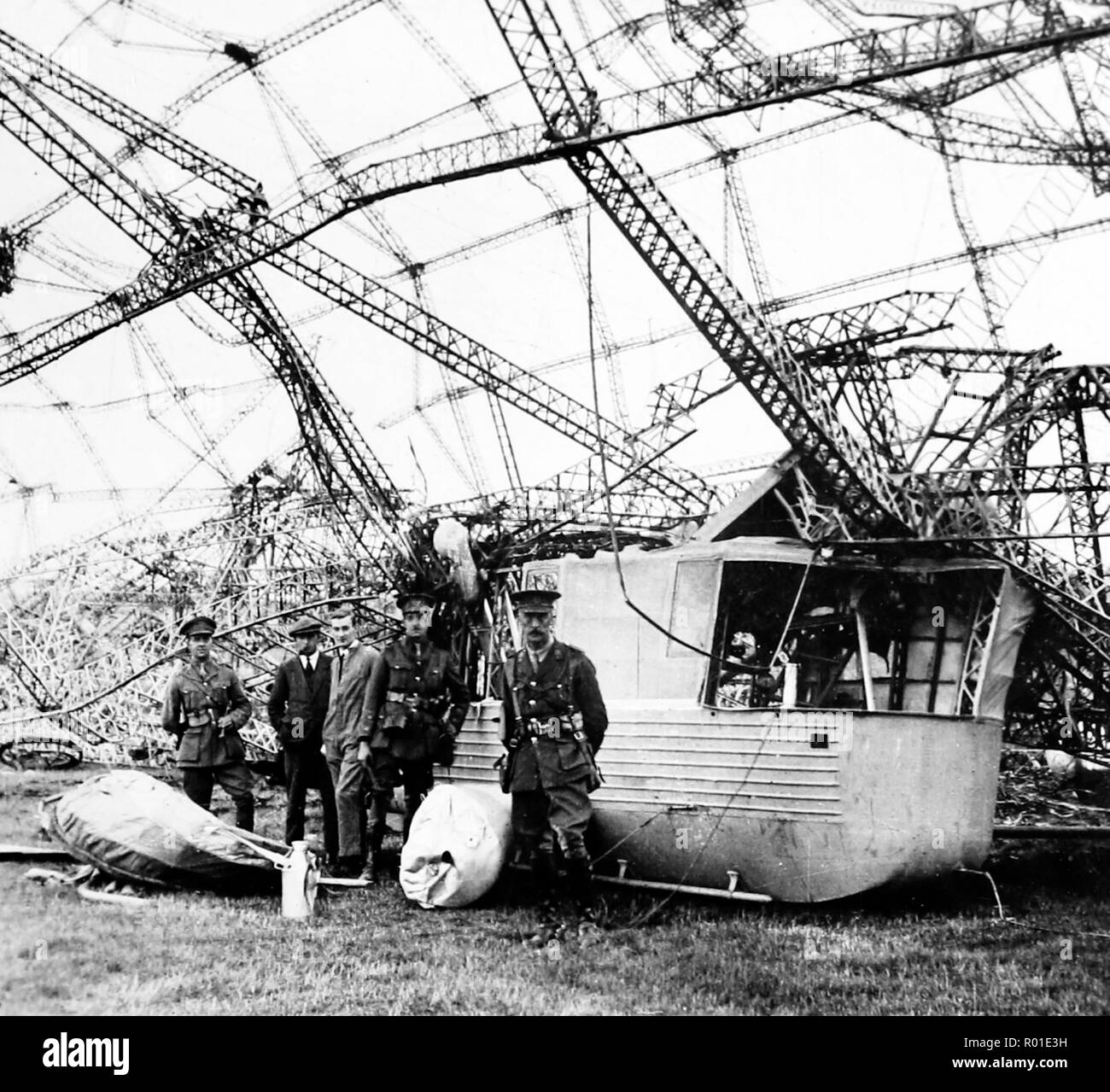 Ein Zeppelin brachte an der Südküste von England im Ersten Weltkrieg Stockfoto