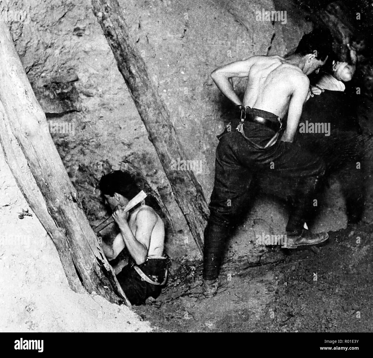 Britische Ingenieure der Bergbau in Messines Ridge (gesprengt am 7. Juni 1917) während des Ersten Weltkriegs Stockfoto