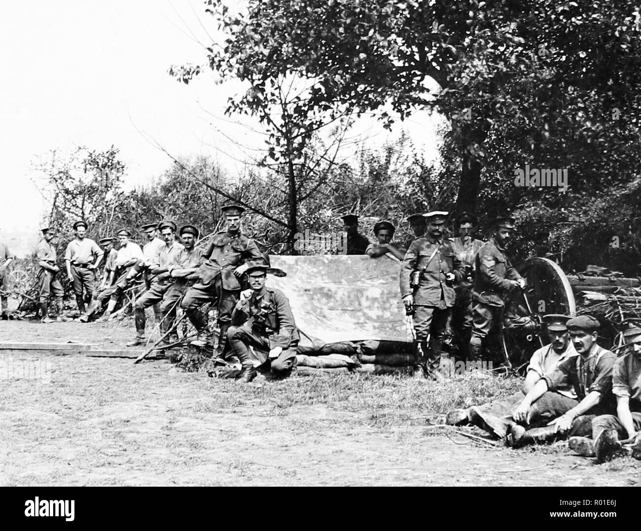 Der Royal Field Artillery ruht während des Ersten Weltkriegs Stockfoto