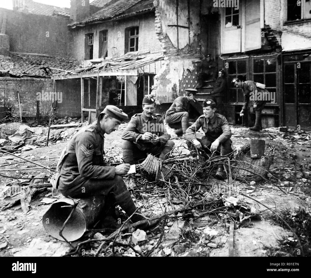 Soldaten bei Ypern während des Ersten Weltkriegs ruht Stockfoto