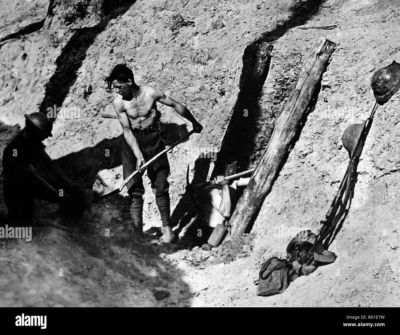 Sappers tunneling bei Hill 60, Ypern, während des Ersten Weltkriegs Stockfoto