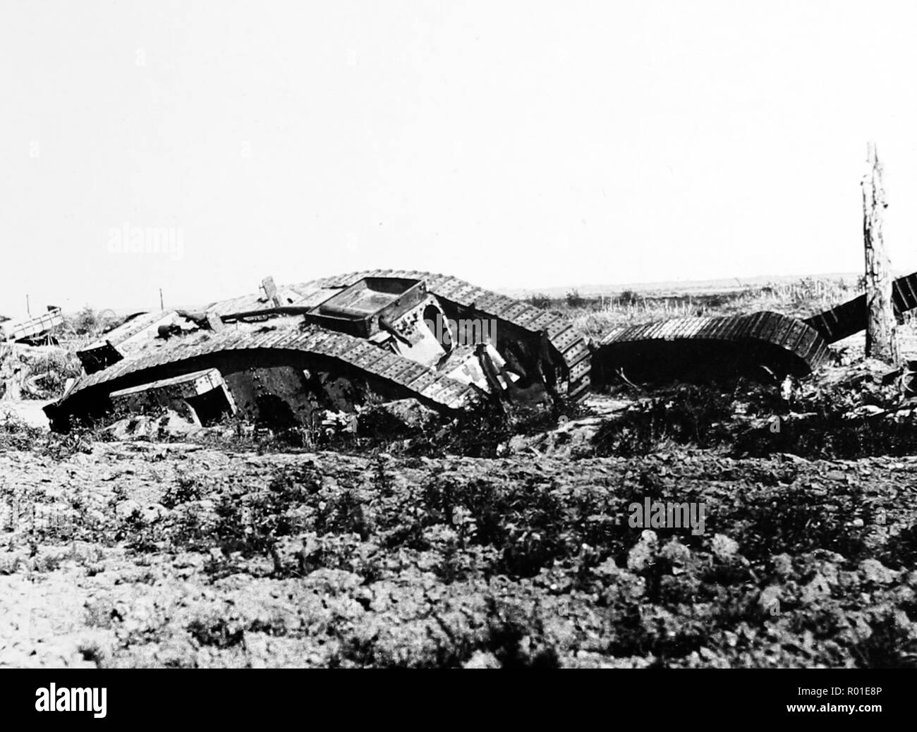 Brittish Tanks zerstört bei Gonnelieu, während des Ersten Weltkriegs Stockfoto