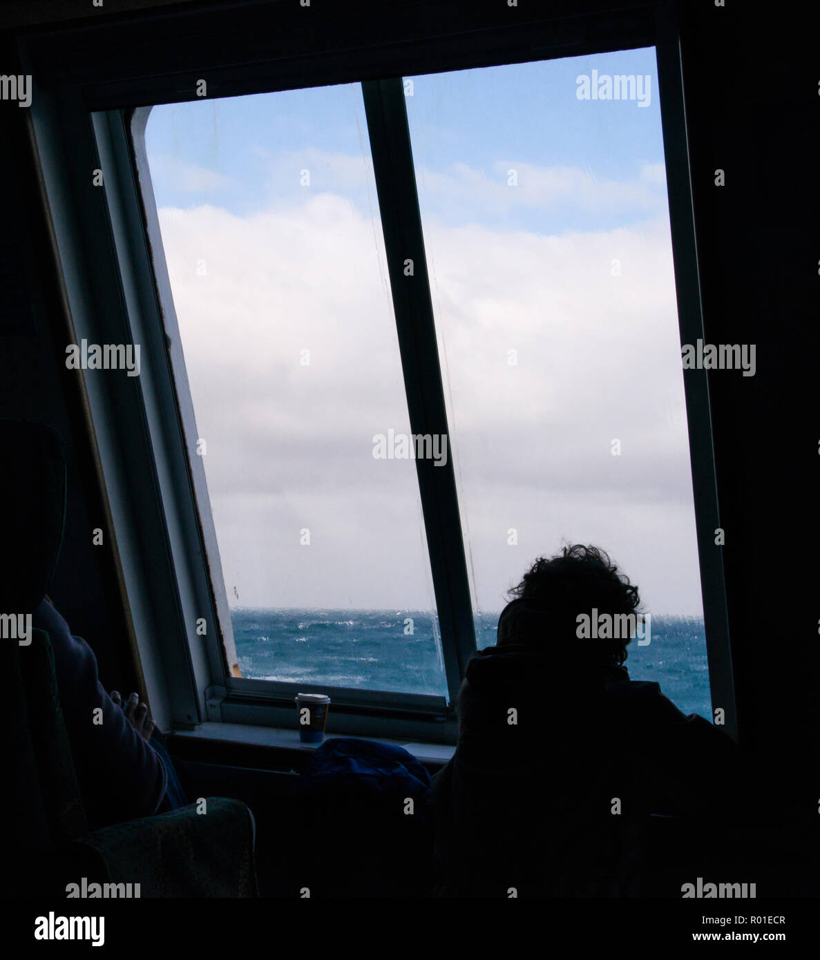 Eine stürmische Passage auf der Interislander Fähre über die Cook Strait von Neuseeland, vom Norden zur Südinsel. Stockfoto