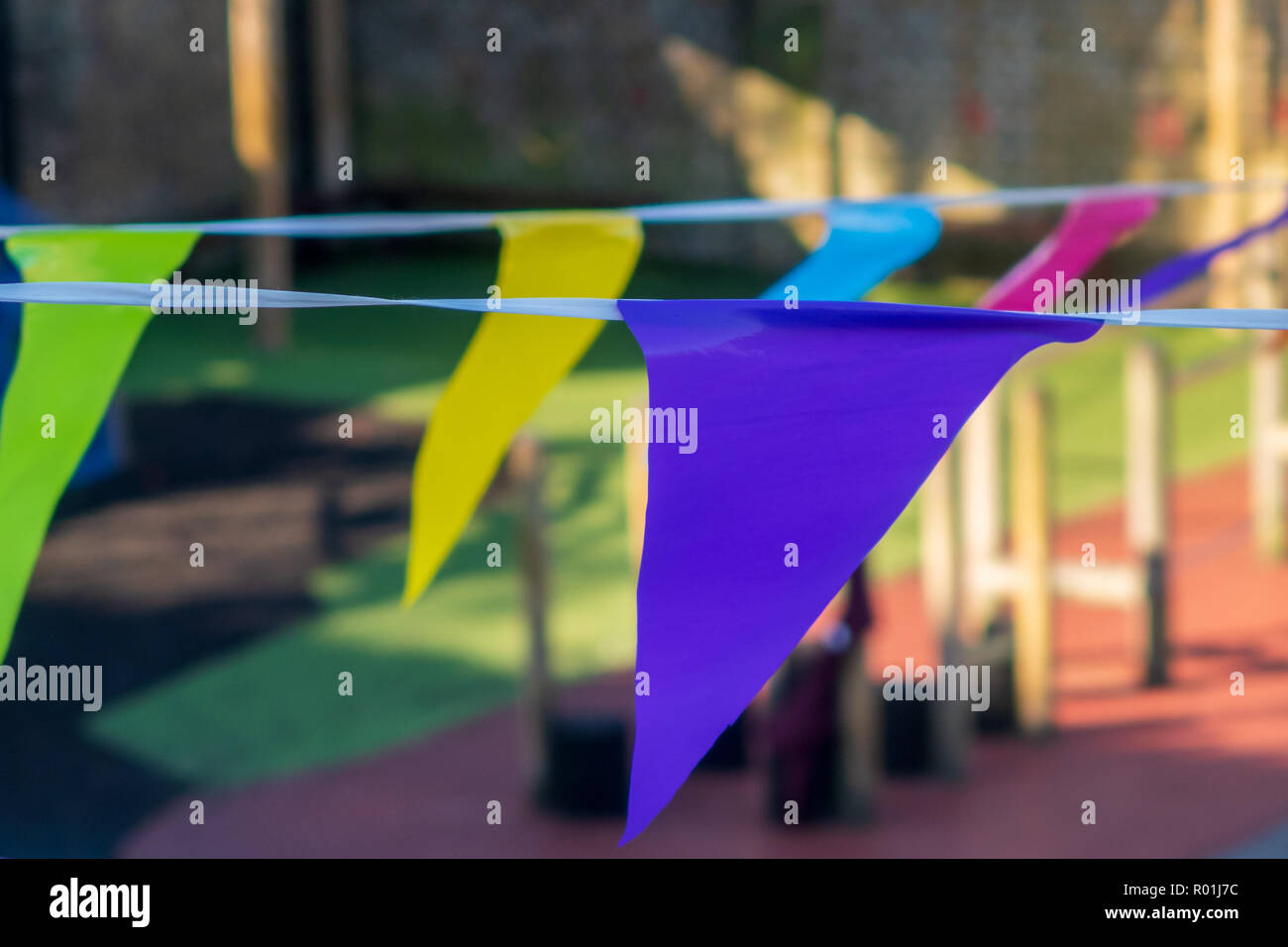 Bunte dreieckige Bunting Stockfoto