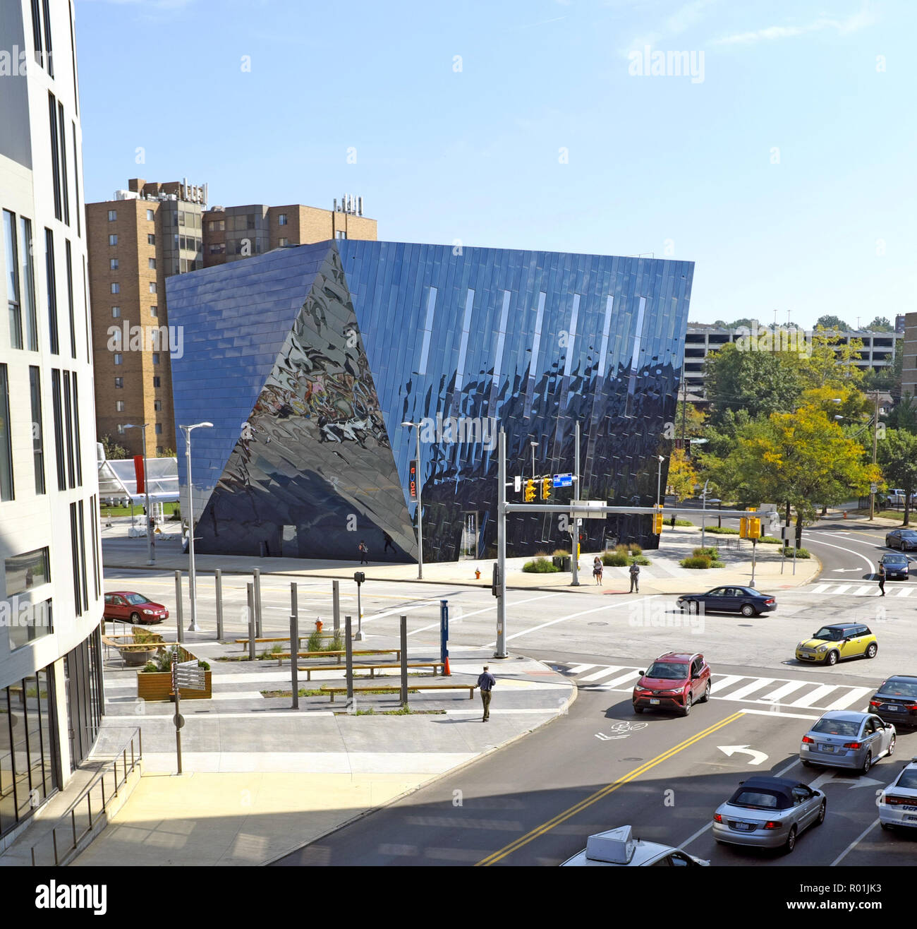 Ein Blick auf das Cleveland Museum der Zeitgenössischen Kunst, MOCA, in der University Circle Nachbarschaft von Cleveland, Ohio, USA. Stockfoto