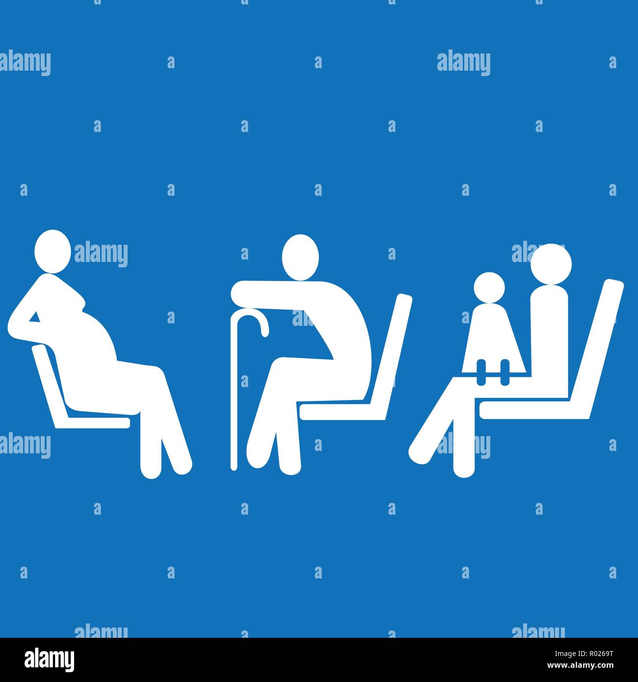 Priorität für schwangere Frauen, Frauen mit Babys und Senioren Stock Vektor