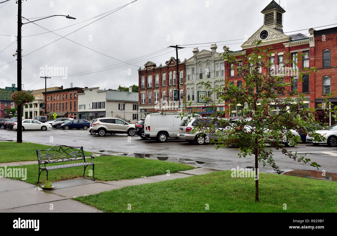 Haupteinkaufsstraße in der kleinen Stadt von Greene, Chenango County, New York, USA Stockfoto
