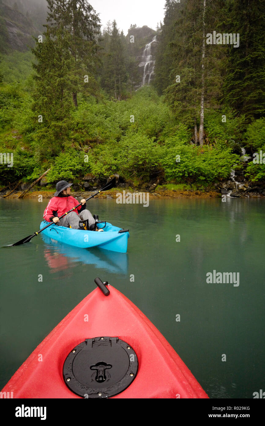 Sea Kayaking in Takatz Bay, Baranof Island, Alaska, Pazifischer Ozean Stockfoto