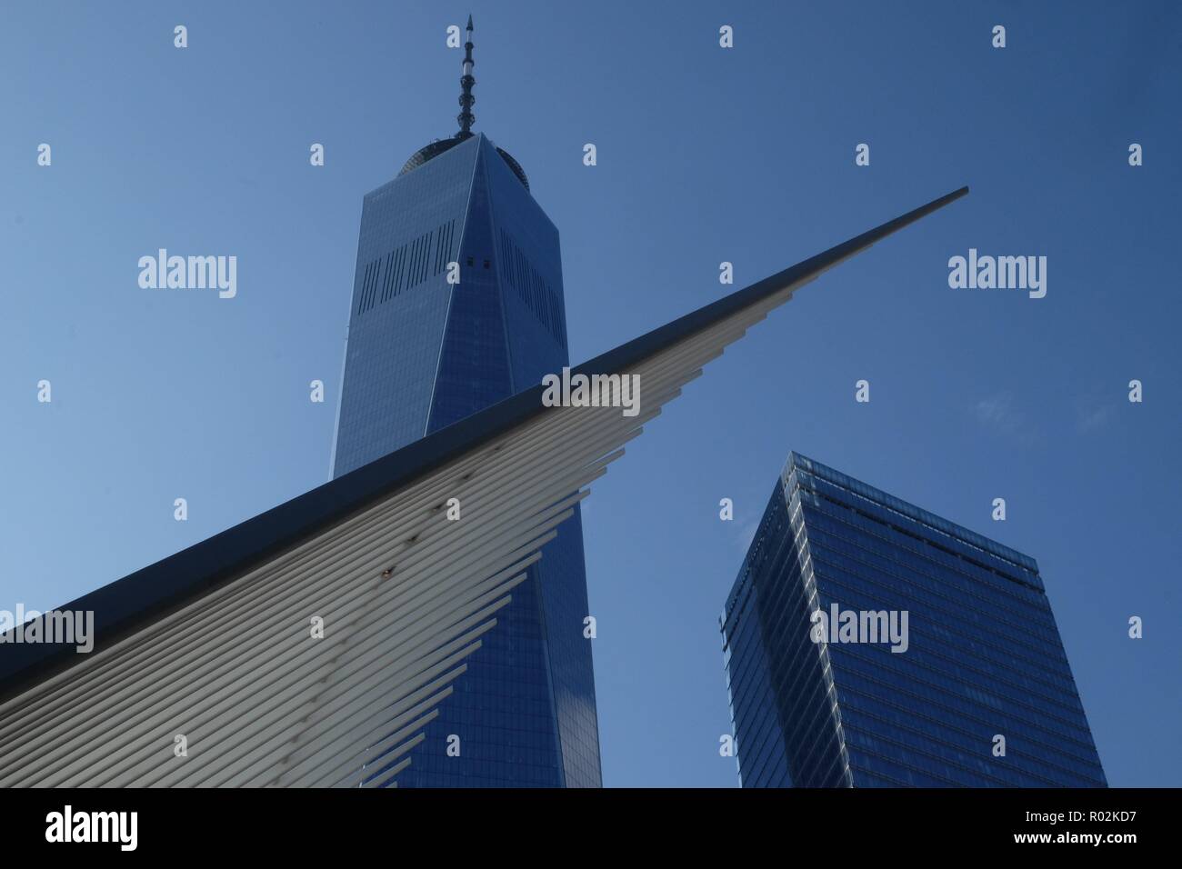 Ein Bild von der Freedom Tower in der Nähe der Westfield World Trade Center (New York) Stockfoto