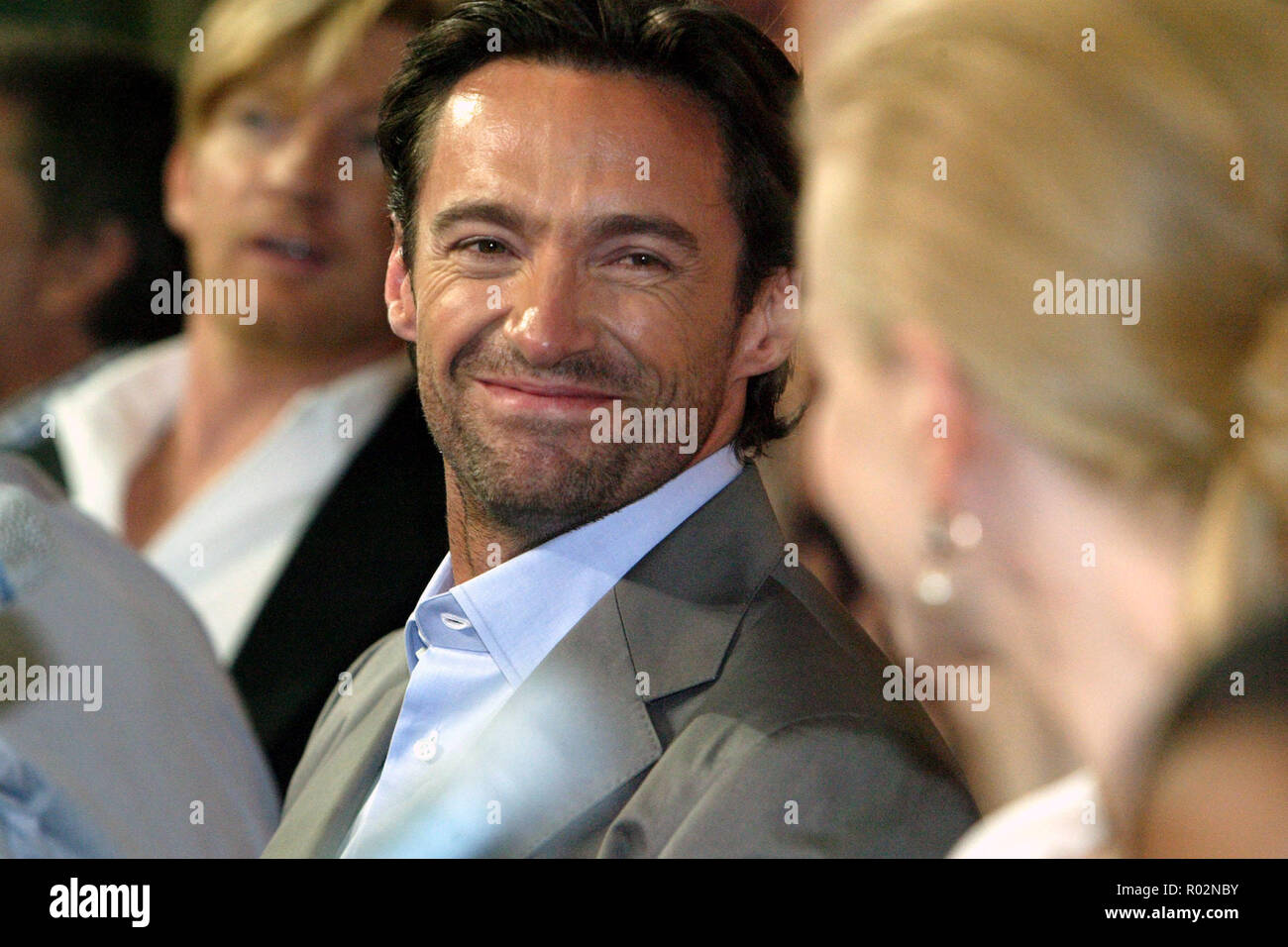 (L-R), David Wenham, Hugh Jackman, Nicole Kidman die Medien Konferenz über die Sydney Harbour statt Watten vor der Premiere des Films "Australia". Sydney, Australien. 18.11.08. Stockfoto