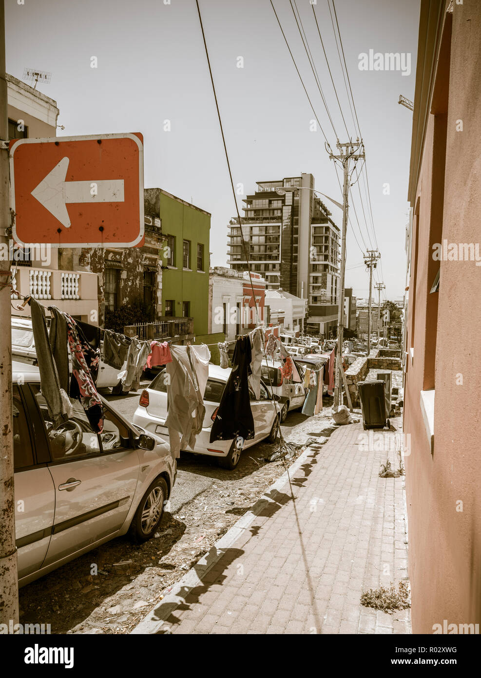 Straßenszene in Historic Bo-Kaap Viertel von Kapstadt, Südafrika Stockfoto