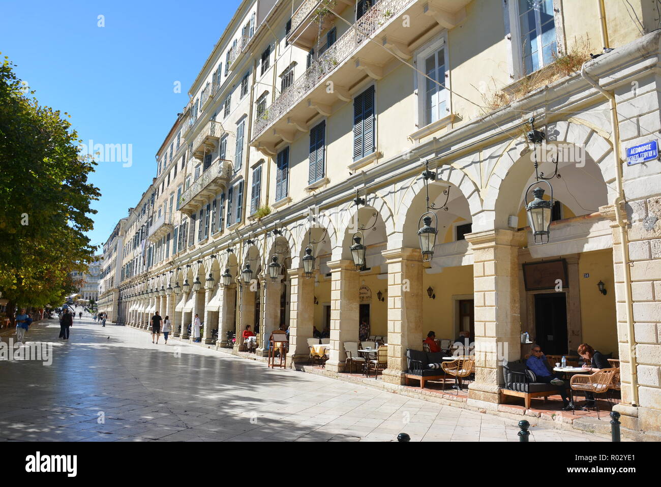 Liston Promenade, Korfu Stockfoto