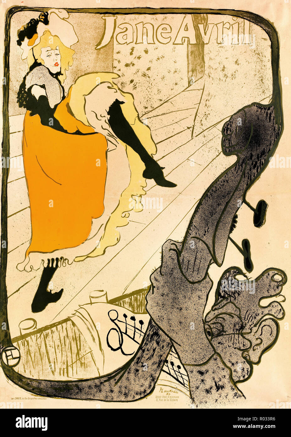 Henri de Toulouse-Lautrec, Jane Avril 1893 Farblithographie, Museum der Bildenden Künste in Boston, USA. Stockfoto