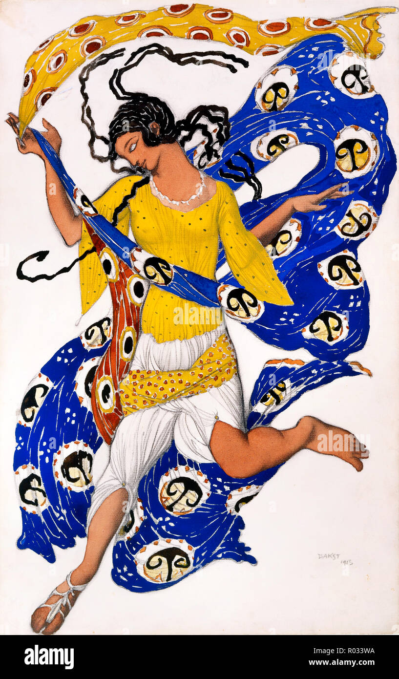 Leon Bakst Nikolaievitch, der Schmetterling, Kostüme für Anna Pavlova, Aquarell 1913 und Graphit und Bleistift auf Papier, Museum der Bildenden Künste in Boston, USA. Stockfoto