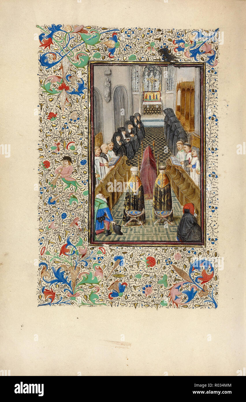 Meister der Llangattock Stunden, Büro des Toten, Circa 1450 Tempera Farben, Blattgold, Gold Farbe und Tusche auf Pergament, die J. Paul Getty Museum, Los Angeles, USA. Stockfoto