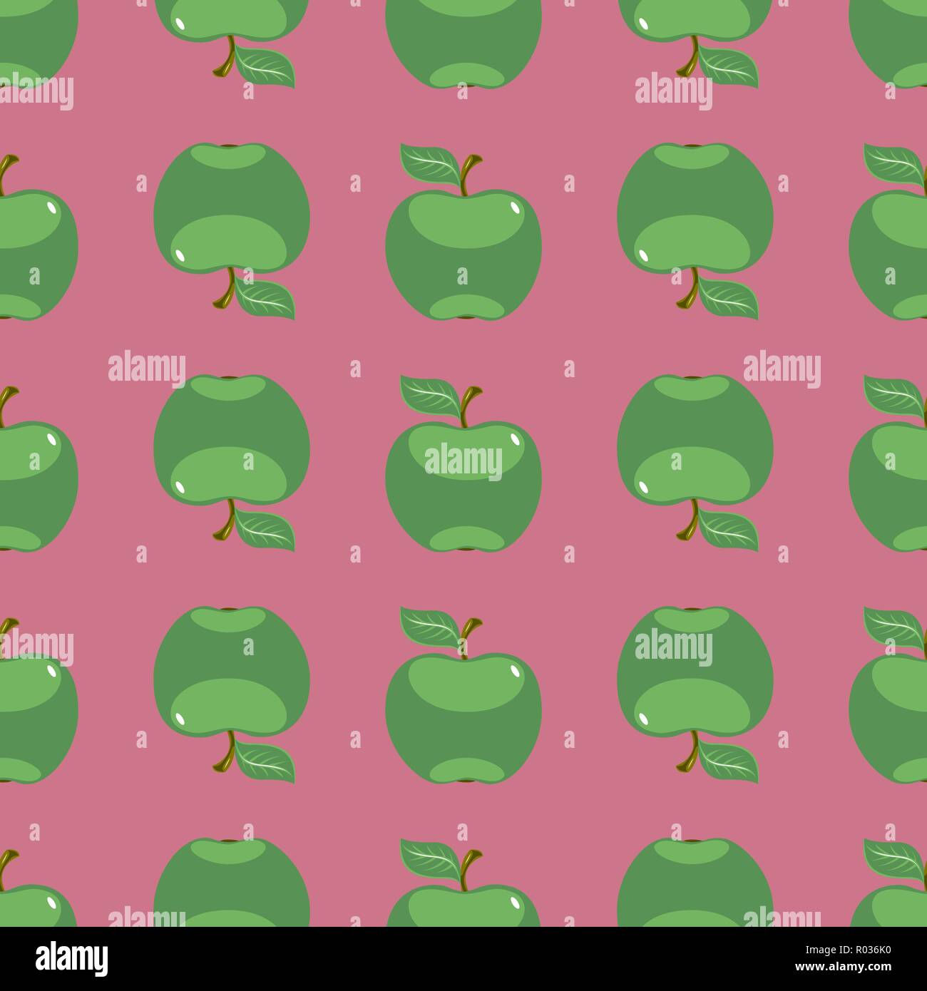 Green Apple Art nahtlose Muster auf rosa Hintergrund Stock Vektor