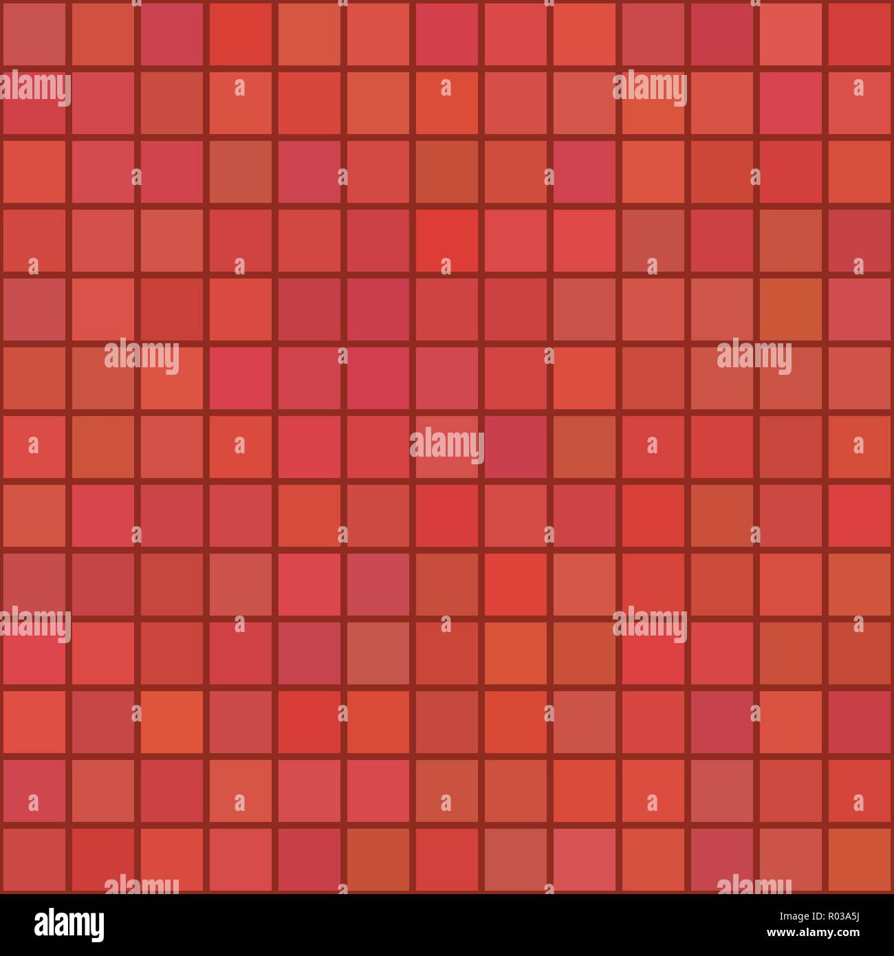 Hintergrund der Kunst farbige rote Quadrate Mosaik Stock Vektor