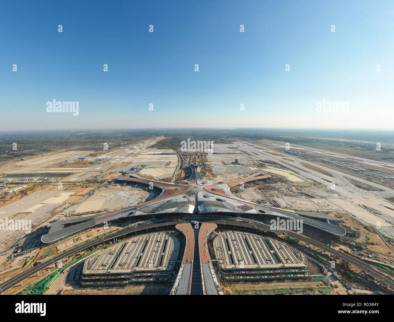 DefauBeijing, China - Nov 1,2018: Luftbild vom internationalen Flughafen Beijing daxing Bau sitelt Stockfoto