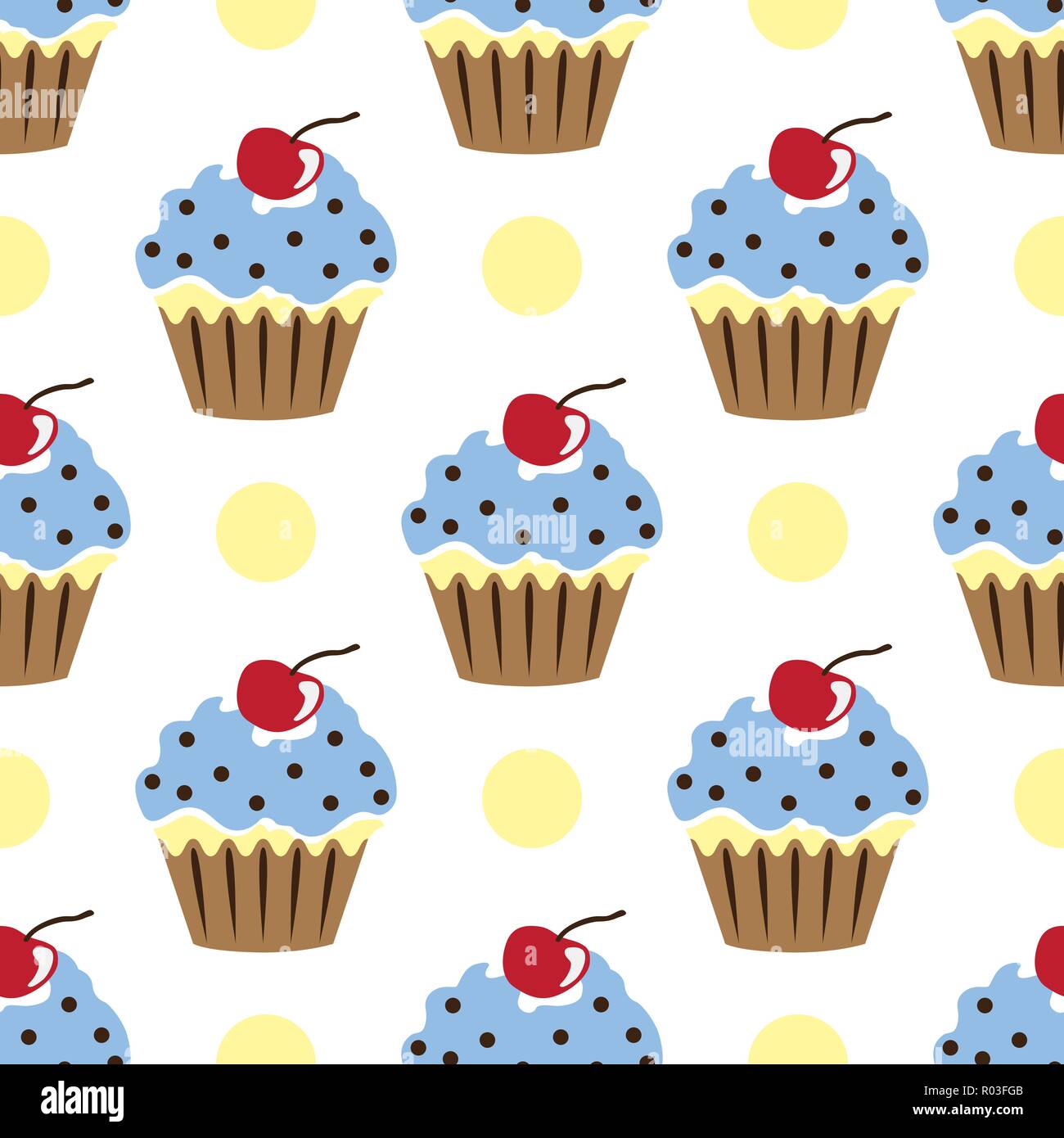 Cupcake vektor Muster blau weißer Hintergrund Stock Vektor