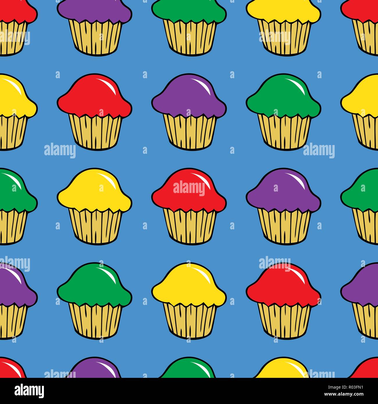Helle Creme Cupcake nahtlose Muster Stock Vektor