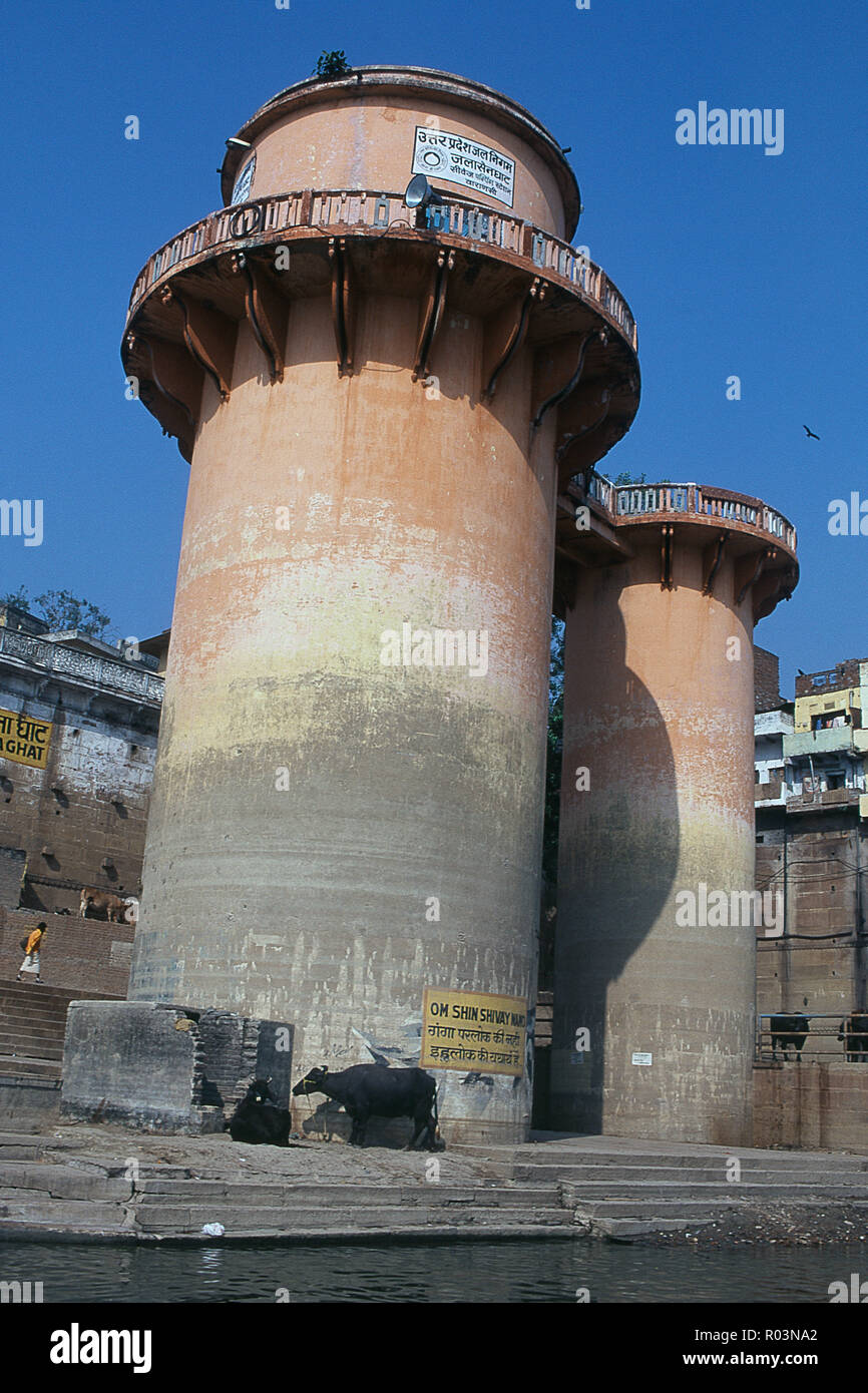 Abwasser Tank, Varanasi, Uttar Pradesh, Indien, Asien Stockfoto