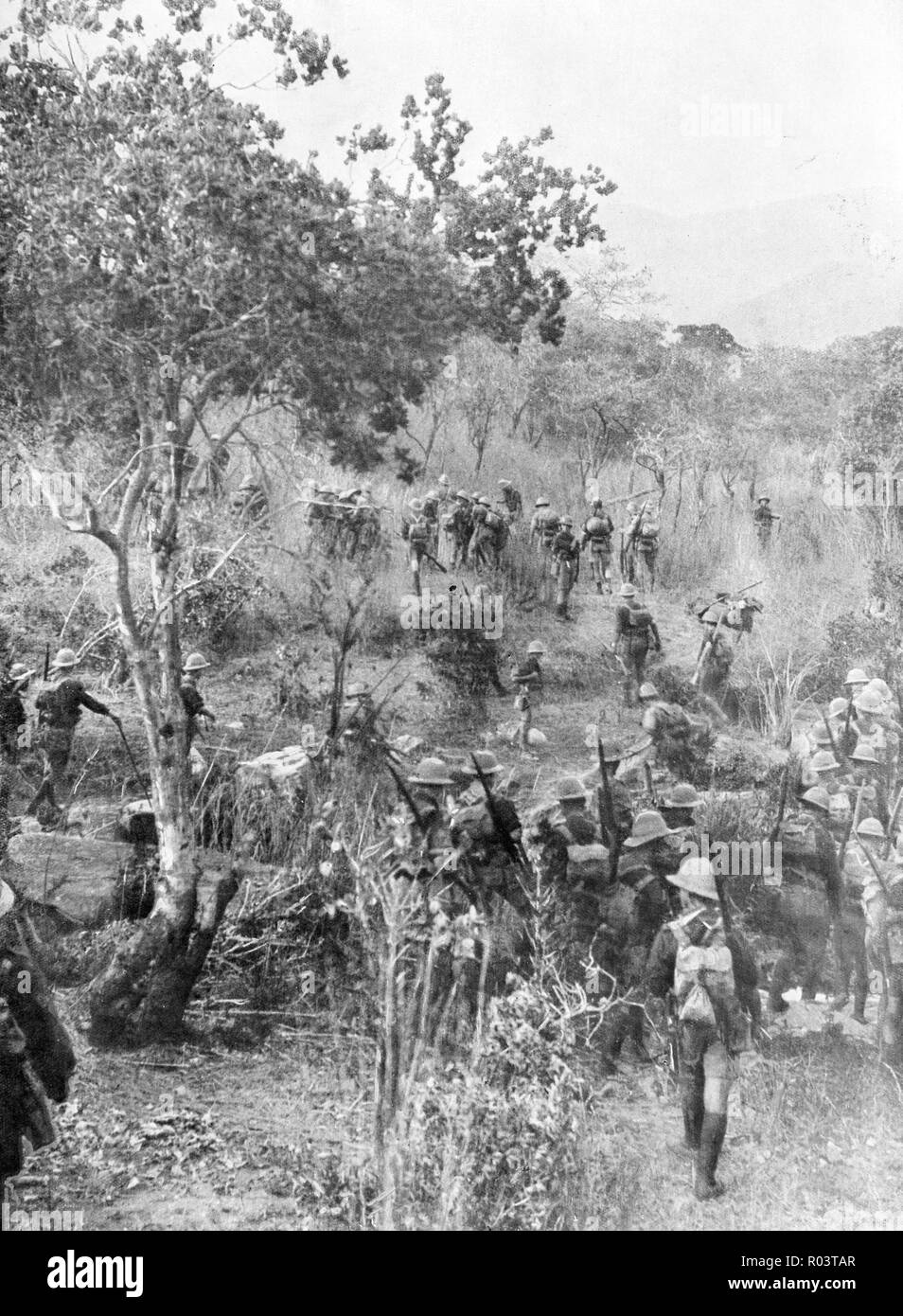 Britische Truppen in der Nähe der Deutschen afrikanischen Territorien, 1915, Afrika, Stockfoto