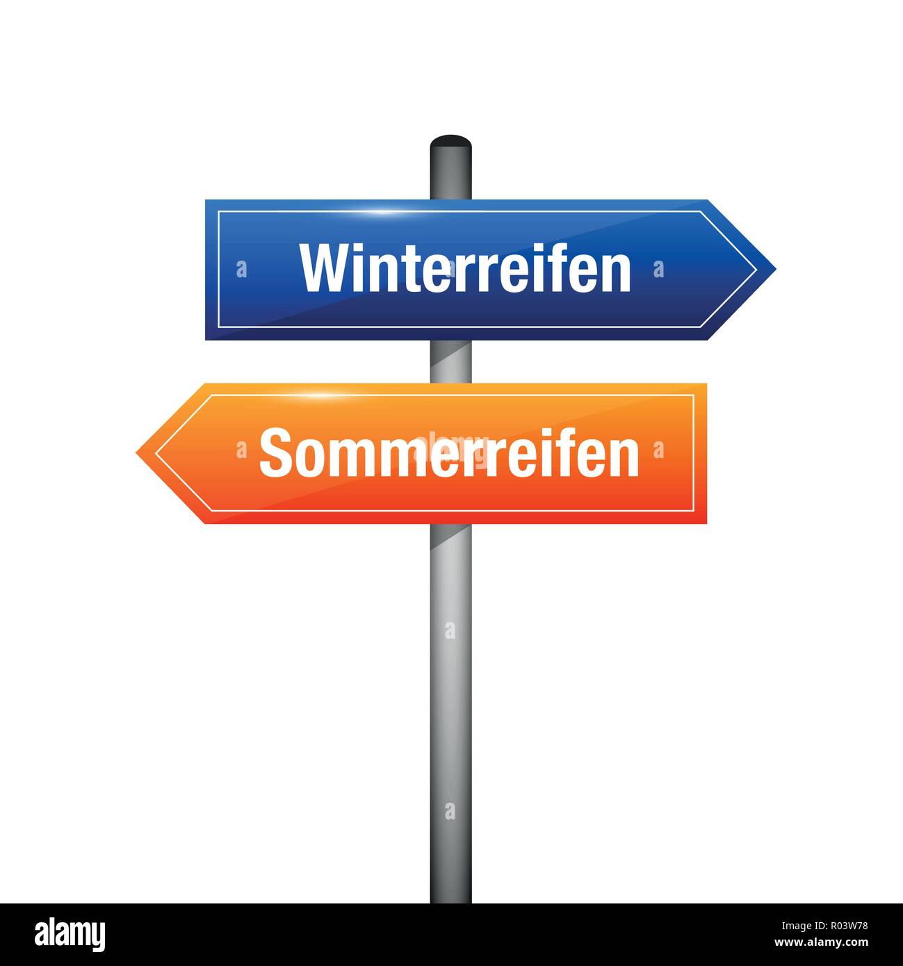 Winter PKW-Reifen Sommer PKW-Reifen Typografie Schild Vector Illustration Stock Vektor
