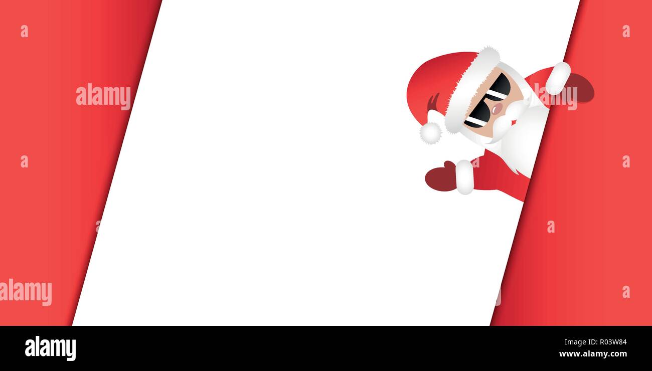 Hipster Santa Claus mit cooler Sonnenbrille winkt roten Hintergrund illustartion Vector EPS 10. Stock Vektor