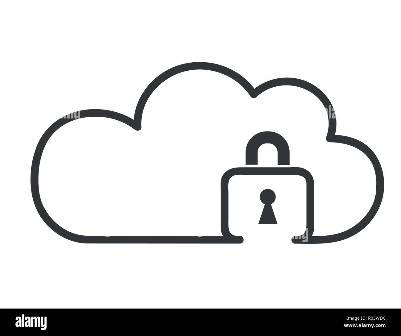 Cloud Computer Storage mit Schloss Sicherheitskonzept Symbol einfache Symbol Vektor EPS Abbildung 10 Stock Vektor