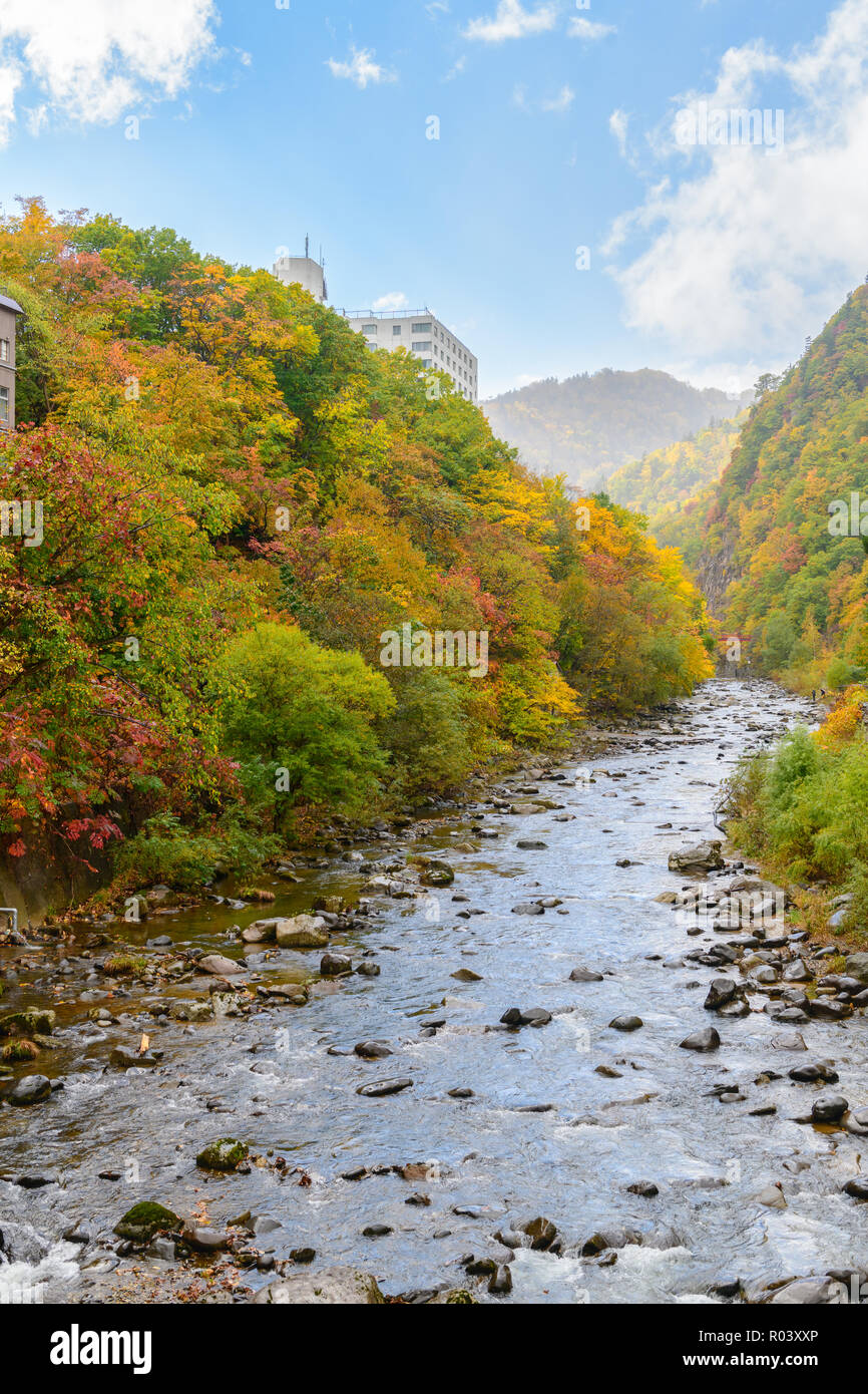 Bunte Wald auf Herbst in Jozankei, der berühmten plase in Hokkaido, Japan. Stockfoto