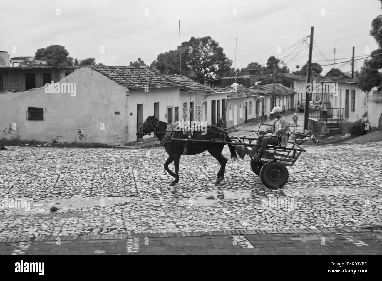 Trinidad ist eine Stadt im Zentrum von Kuba, für die koloniale Altstadt und Kopfsteinpflaster bekannt. Stockfoto