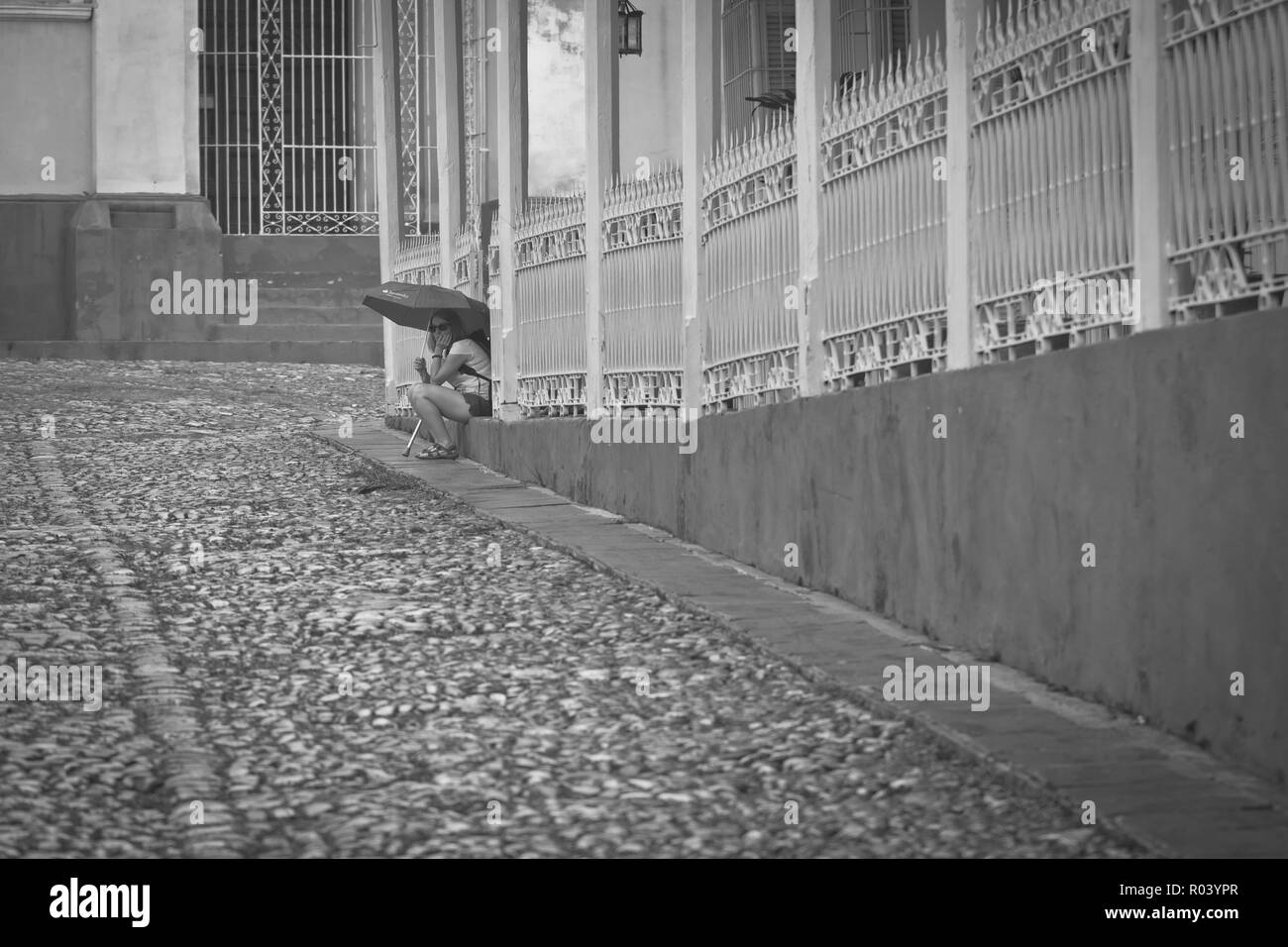 Trinidad ist eine Stadt im Zentrum von Kuba, für die koloniale Altstadt und Kopfsteinpflaster bekannt. Stockfoto