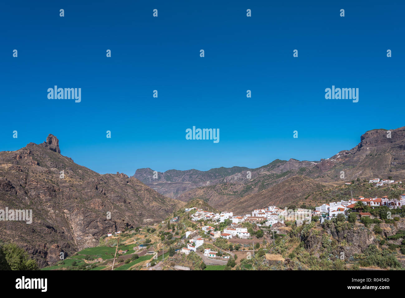 Tajeda mit Blick auf den Pico de las Nieves, Gran Canaria, Spanien Stockfoto