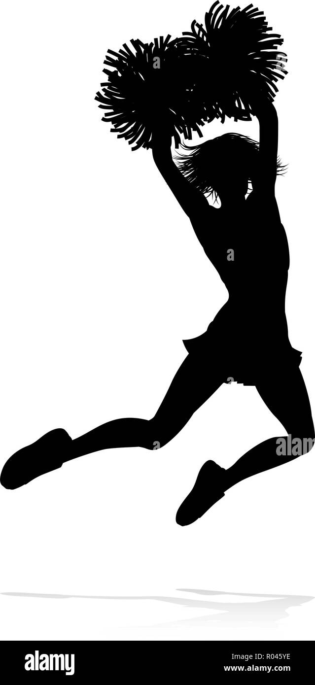 Cheerleader Pom Poms Silhouette Stock Vektor