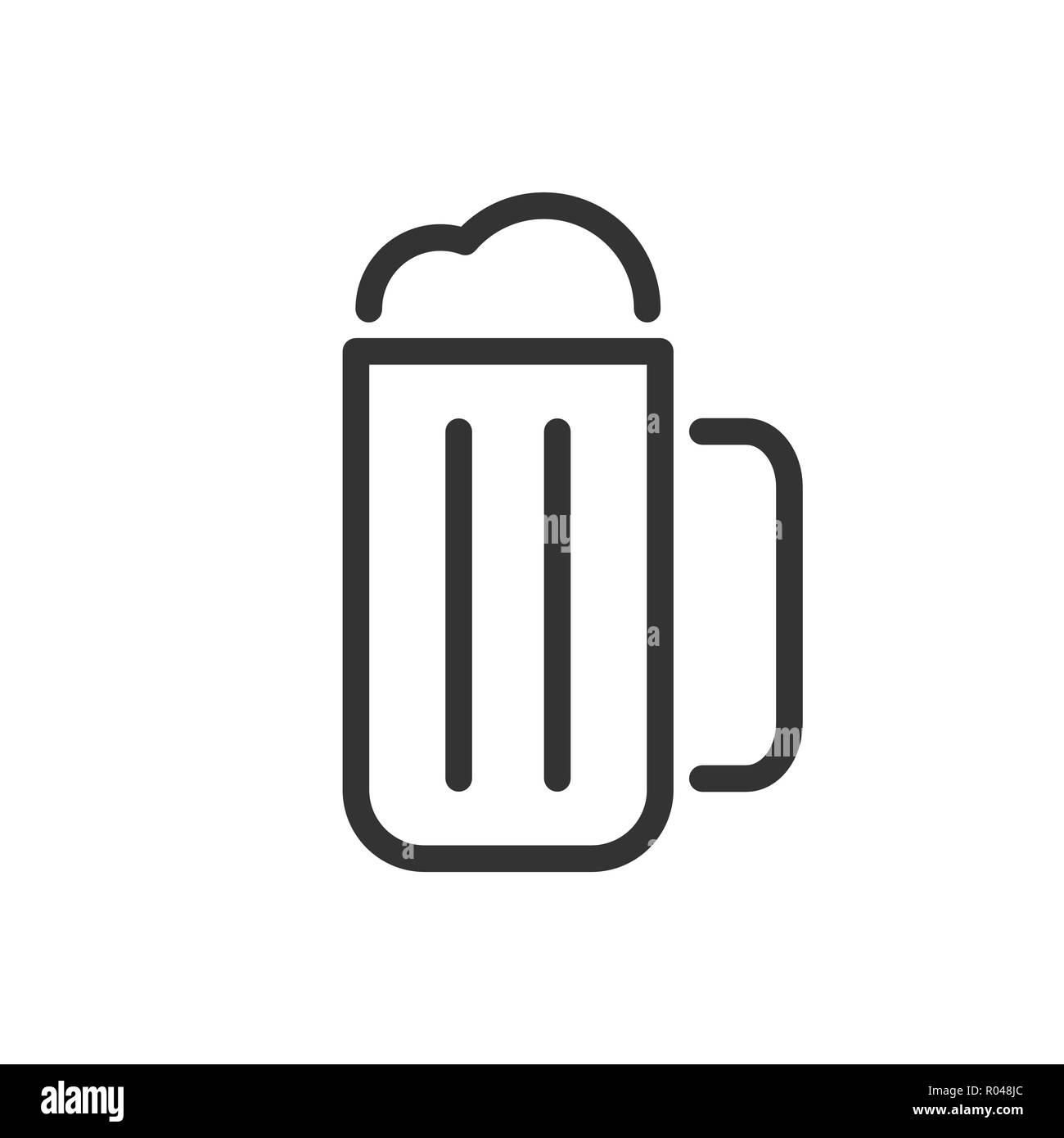 Bier Symbol isoliert auf weißem Hintergrund. Becher Bier Zeichen, Logos, Piktogramme für mobile App und Web Design. Einfache lineare Stil Vektor. Pixelgrafiken. Stock Vektor