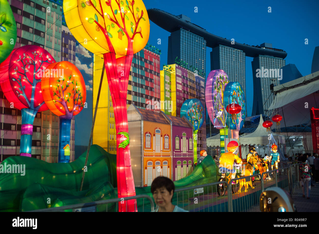 Singapur, Republik Singapur, Neues Jahr Dekoration in der Marina Bay Stockfoto