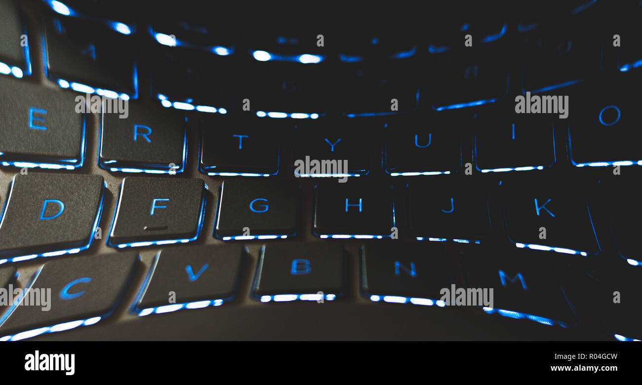 Tastatur iluminating im Dunkeln Stockfoto