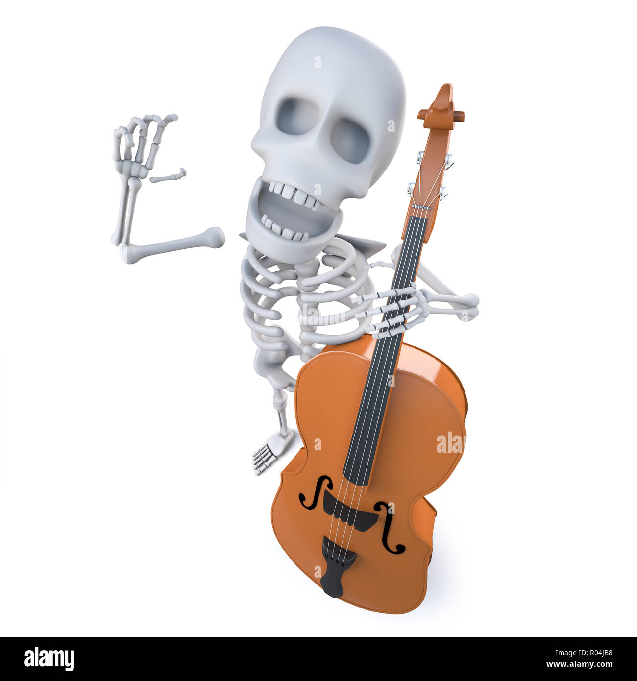 3D-Render eines lustigen Cartoon Roboter Charakter spielen ein Kontrabass Stockfoto